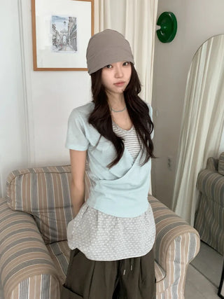 Soft Drape Stripe Loose Beanie Hat