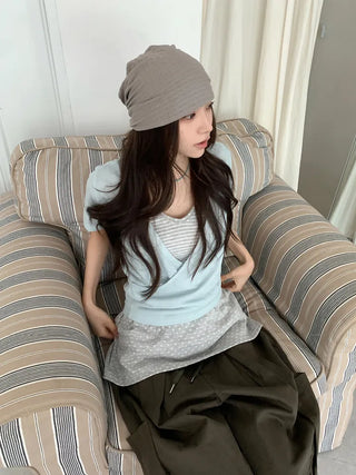 Soft Drape Stripe Loose Beanie Hat