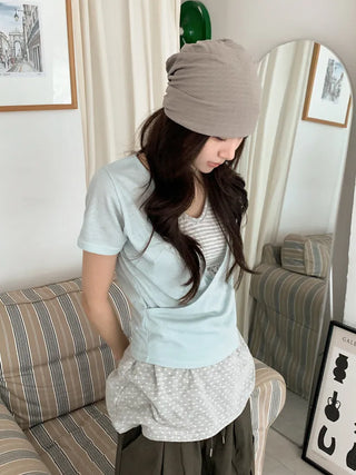 Soft Drape Stripe Loose Beanie Hat