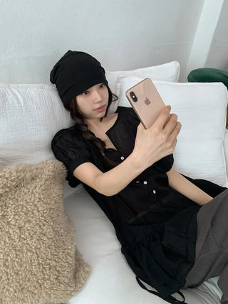 Soft Drape Stripe Loose Beanie Hat