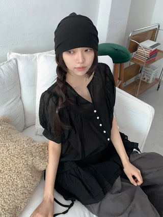 Soft Drape Stripe Loose Beanie Hat