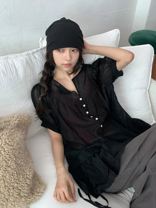 Soft Drape Stripe Loose Beanie Hat