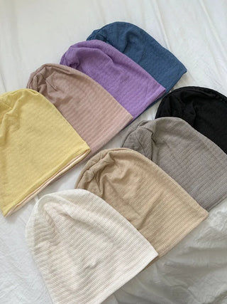 Soft Drape Stripe Loose Beanie Hat