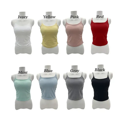 Slim Shirred Basic Bralette Inner Sleeveless Cap Strap Sleeveless