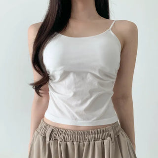 Slim Shirred Basic Bralette Inner Sleeveless Cap Strap Sleeveless