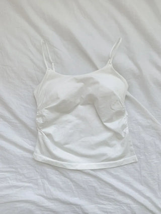 Slim Shirred Basic Bralette Inner Sleeveless Cap Strap Sleeveless