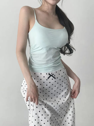 Slim Shirred Basic Bralette Inner Sleeveless Cap Strap Sleeveless