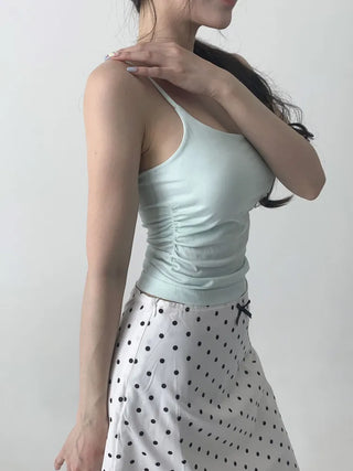 Slim Shirred Basic Bralette Inner Sleeveless Cap Strap Sleeveless