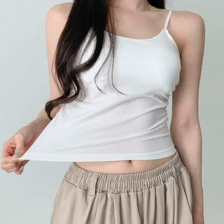 Slim Shirred Basic Bralette Inner Sleeveless Cap Strap Sleeveless