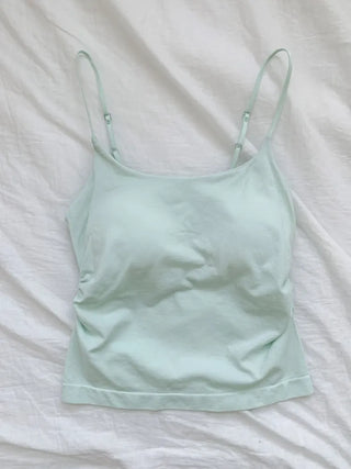 Slim Shirred Basic Bralette Inner Sleeveless Cap Strap Sleeveless
