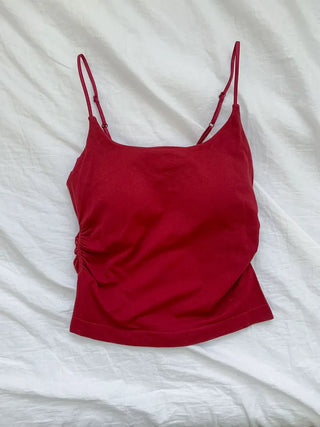 Slim Shirred Basic Bralette Inner Sleeveless Cap Strap Sleeveless