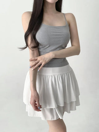 Slim Shirred Basic Bralette Inner Sleeveless Cap Strap Sleeveless