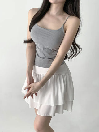 Slim Shirred Basic Bralette Inner Sleeveless Cap Strap Sleeveless