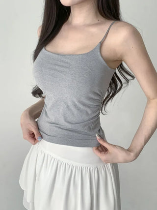 Slim Shirred Basic Bralette Inner Sleeveless Cap Strap Sleeveless