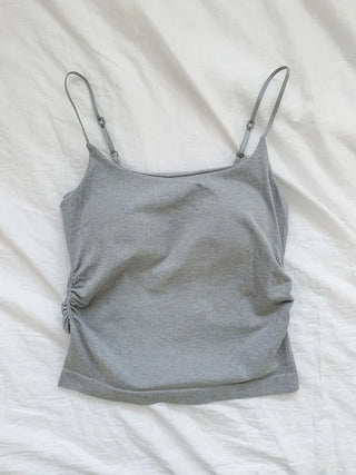 Slim Shirred Basic Bralette Inner Sleeveless Cap Strap Sleeveless
