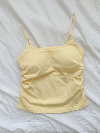 Slim Shirred Basic Bralette Inner Sleeveless Cap Strap Sleeveless