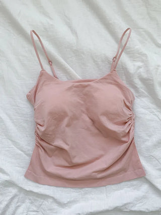 Slim Shirred Basic Bralette Inner Sleeveless Cap Strap Sleeveless