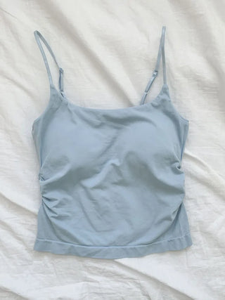 Slim Shirred Basic Bralette Inner Sleeveless Cap Strap Sleeveless