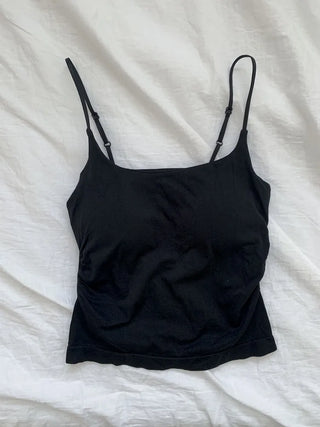 Slim Shirred Basic Bralette Inner Sleeveless Cap Strap Sleeveless