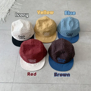Milk Color Block Check Anorak String Camp Cap