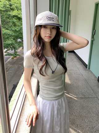 Milk Color Block Check Anorak String Camp Cap