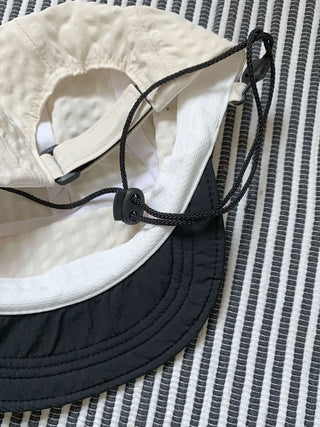 Milk Color Block Check Anorak String Camp Cap