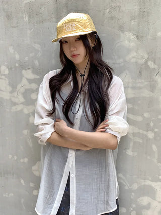 Milk Color Block Check Anorak String Camp Cap