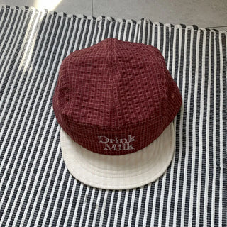 Milk Color Block Check Anorak String Camp Cap
