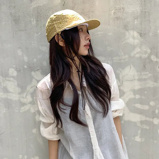 Milk Color Block Check Anorak String Camp Cap