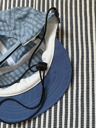 Milk Color Block Check Anorak String Camp Cap