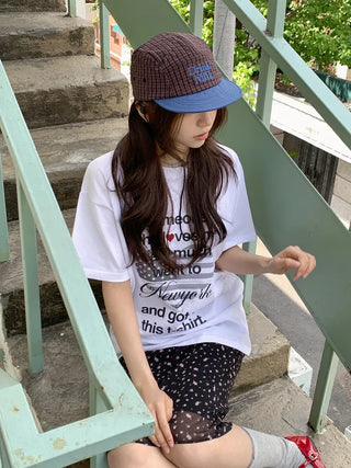 Milk Color Block Check Anorak String Camp Cap