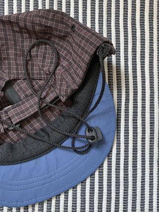 Milk Color Block Check Anorak String Camp Cap