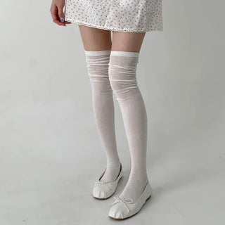 See-through Elastic Over-the-Knee Socks Pleated Warmer Long Socks