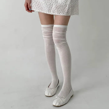 See-through Elastic Over-the-Knee Socks Pleated Warmer Long Socks