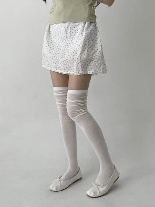 See-through Elastic Over-the-Knee Socks Pleated Warmer Long Socks