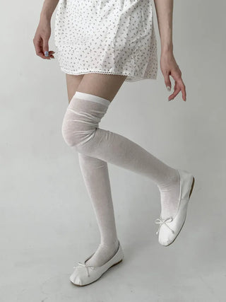 See-through Elastic Over-the-Knee Socks Pleated Warmer Long Socks