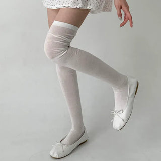 See-through Elastic Over-the-Knee Socks Pleated Warmer Long Socks