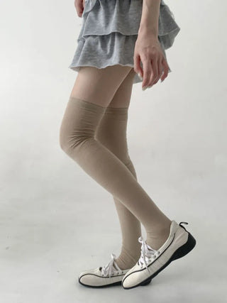 See-through Elastic Over-the-Knee Socks Pleated Warmer Long Socks