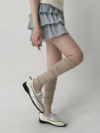 See-through Elastic Over-the-Knee Socks Pleated Warmer Long Socks
