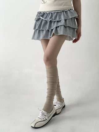 See-through Elastic Over-the-Knee Socks Pleated Warmer Long Socks