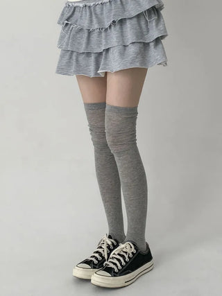 See-through Elastic Over-the-Knee Socks Pleated Warmer Long Socks