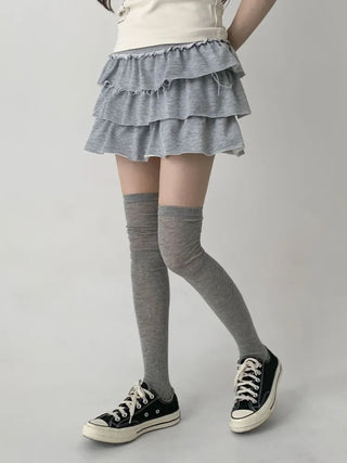 See-through Elastic Over-the-Knee Socks Pleated Warmer Long Socks