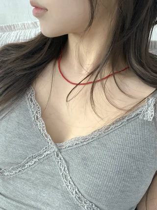 Seed Pop Point Mini Color Bead Choker Necklace