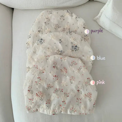 Jimmy Flower Embroidered Ribbon Bandana Beanie Strap Hat