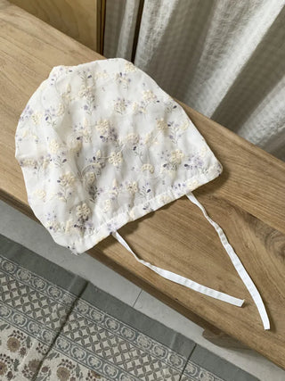 Jimmy Flower Embroidered Ribbon Bandana Beanie Strap Hat