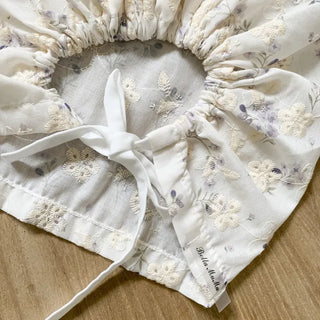 Jimmy Flower Embroidered Ribbon Bandana Beanie Strap Hat
