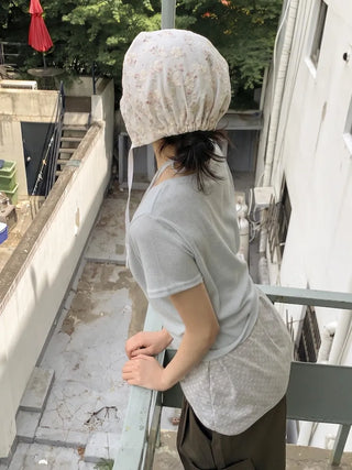 Jimmy Flower Embroidered Ribbon Bandana Beanie Strap Hat