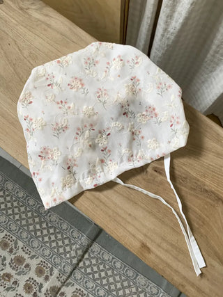 Jimmy Flower Embroidered Ribbon Bandana Beanie Strap Hat