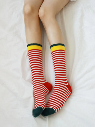 Atomy Stripe Pattern Color Block Socks