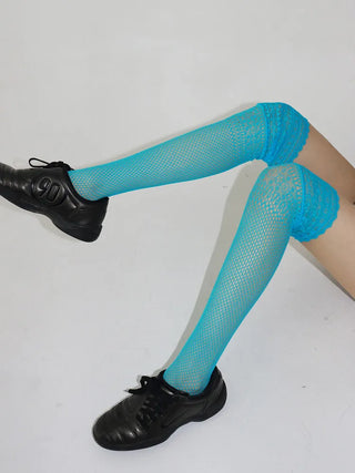 Lace Color-Point Mesh Summer Knee Socks